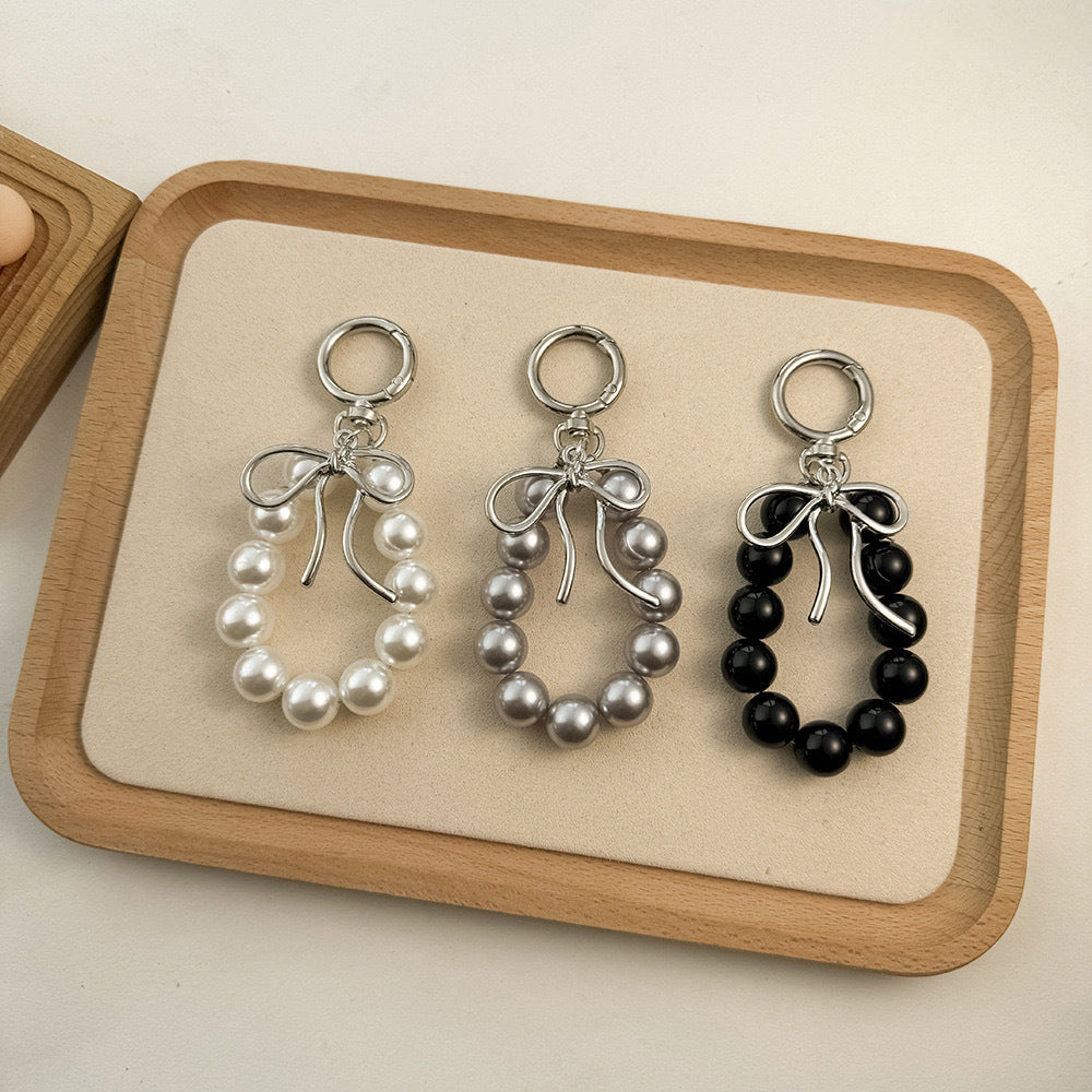 Charming Bow and Bead Keychain Kalsten