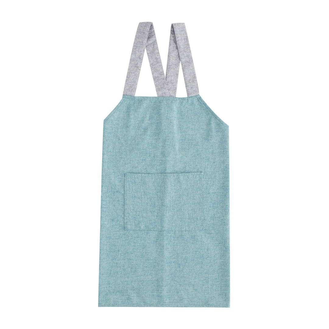 Adjustable canvas apron with wide contrast straps and applied front pocket Kalsten