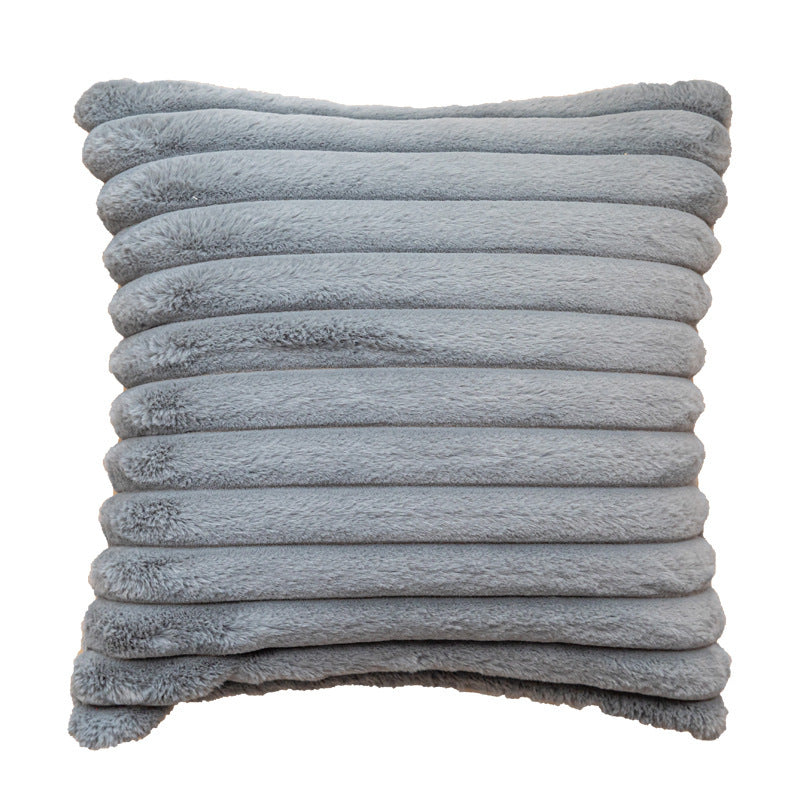 Decorative Plush Ribbed Throw Pillow with Removable Insert