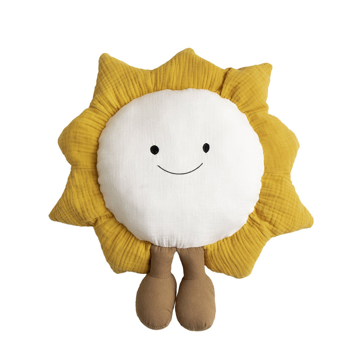 Kuschelstern decorative pillow for children with embroidered face and plush feet