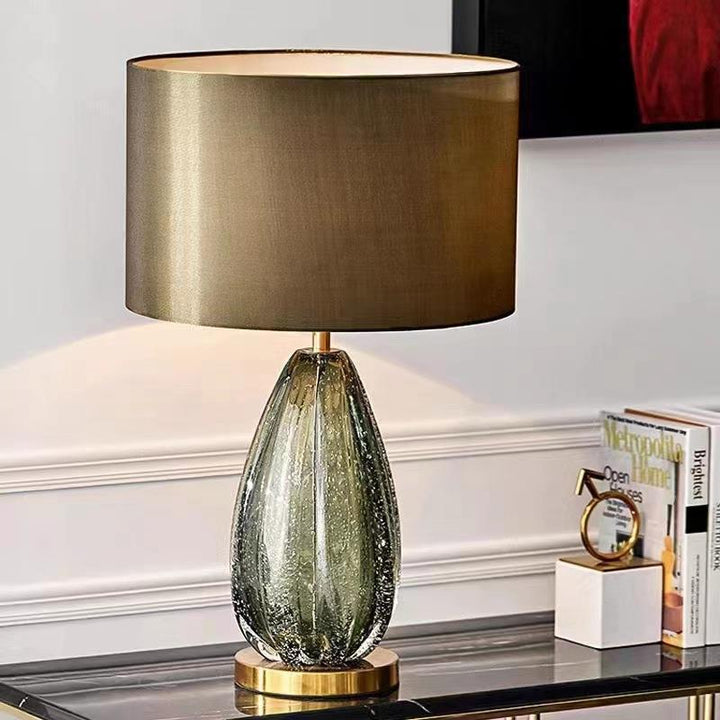 Textured Glass Table Lamp with Elegant Metal Shade
