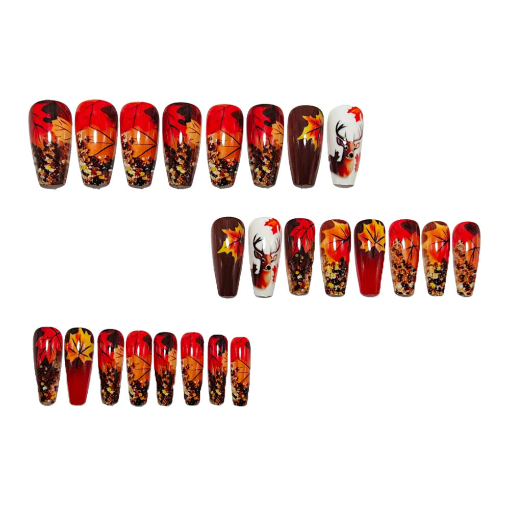 Artificial nail art with autumn leaf design Kalsten