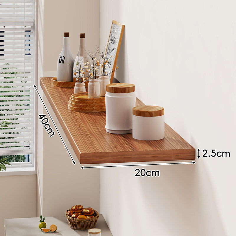 Floating Wall-Mounted Solid Wood Display Shelf with Concealed Brackets and Slim Profile