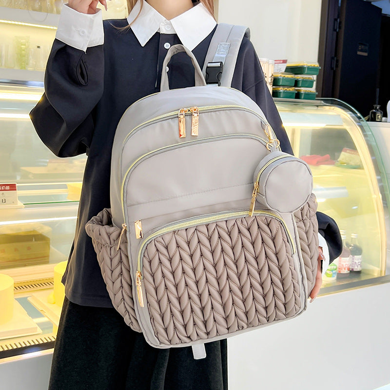 Chic Multi-Compartment Backpack with Stylish Braided Design Kalsten