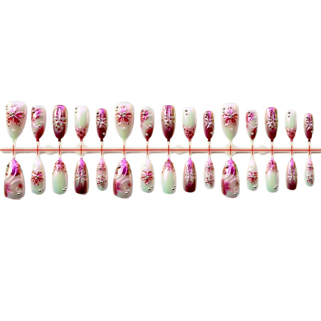 Elegant Floral Press-On Nail Art Set