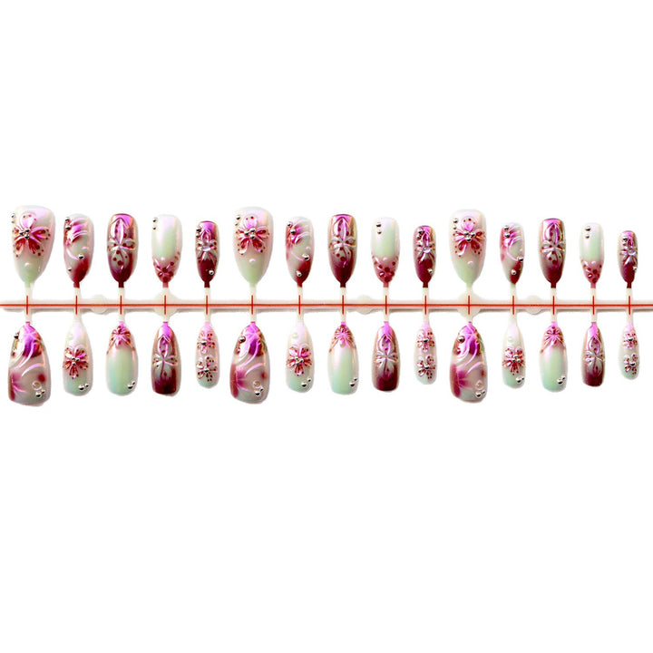 Elegant Floral Press-On Nail Art Set