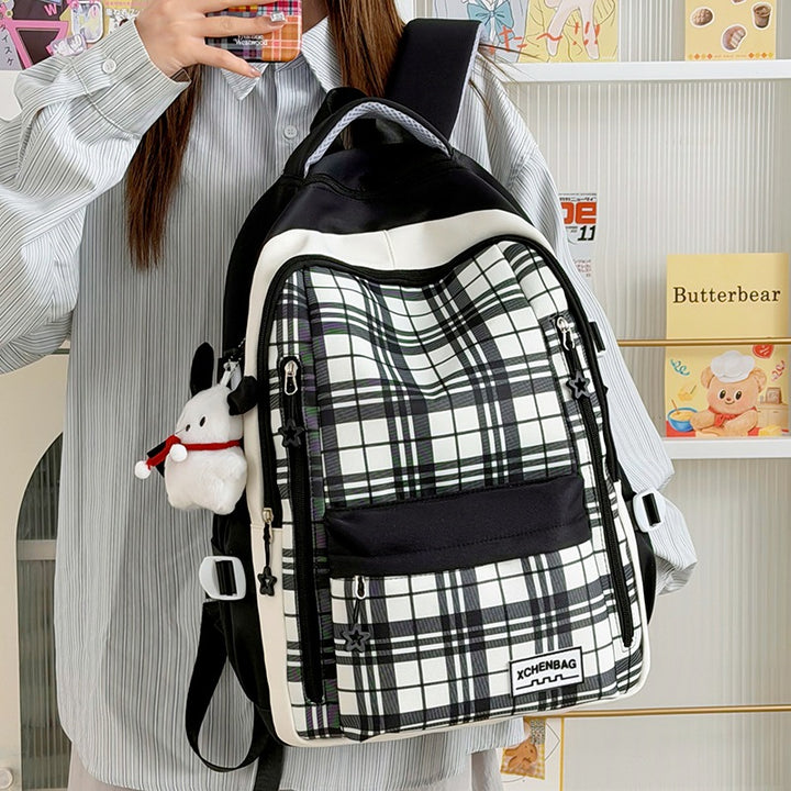 Stylish Checkered Patterned Backpack Kalsten