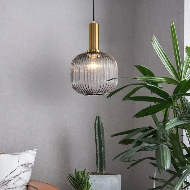 Ribbed Glass Pendant Light
