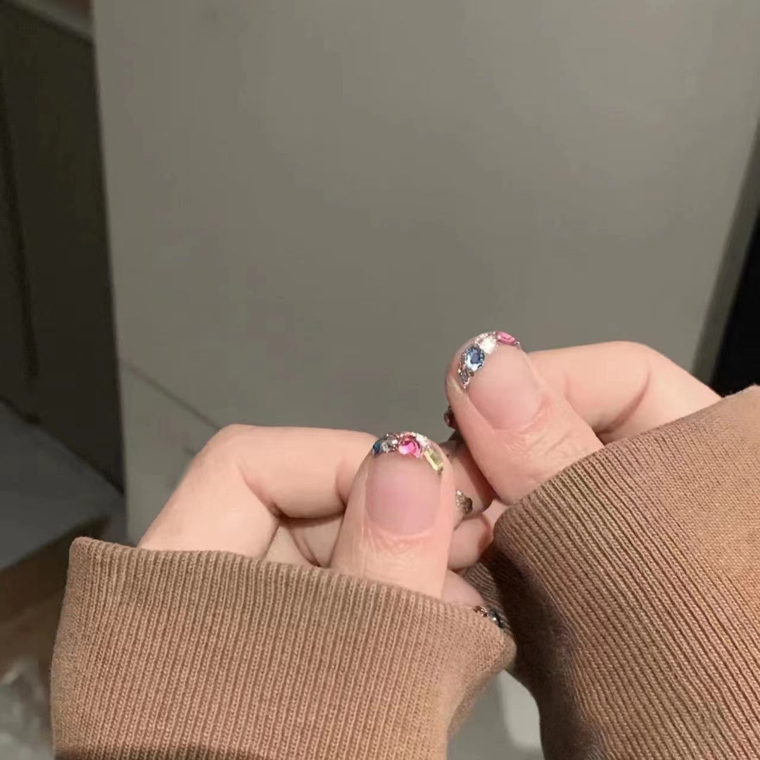Glamorous Crystal-Embellished Nail Art