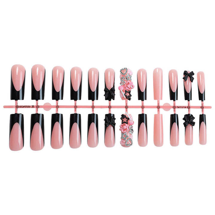 Nail set with elegant black-pink design Kalsten