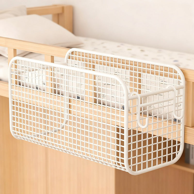 Over-Bed Three-Compartment Metal Mesh Hanging Bedside Organizer Caddy