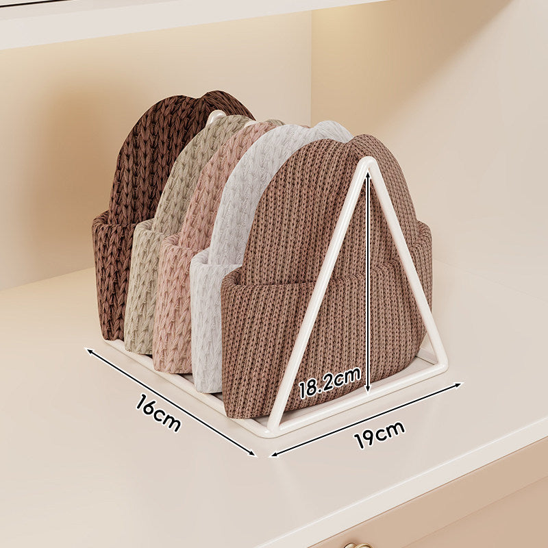 Triangular Metal Multi-Slot Knit Hat and Beanie Organizer Rack