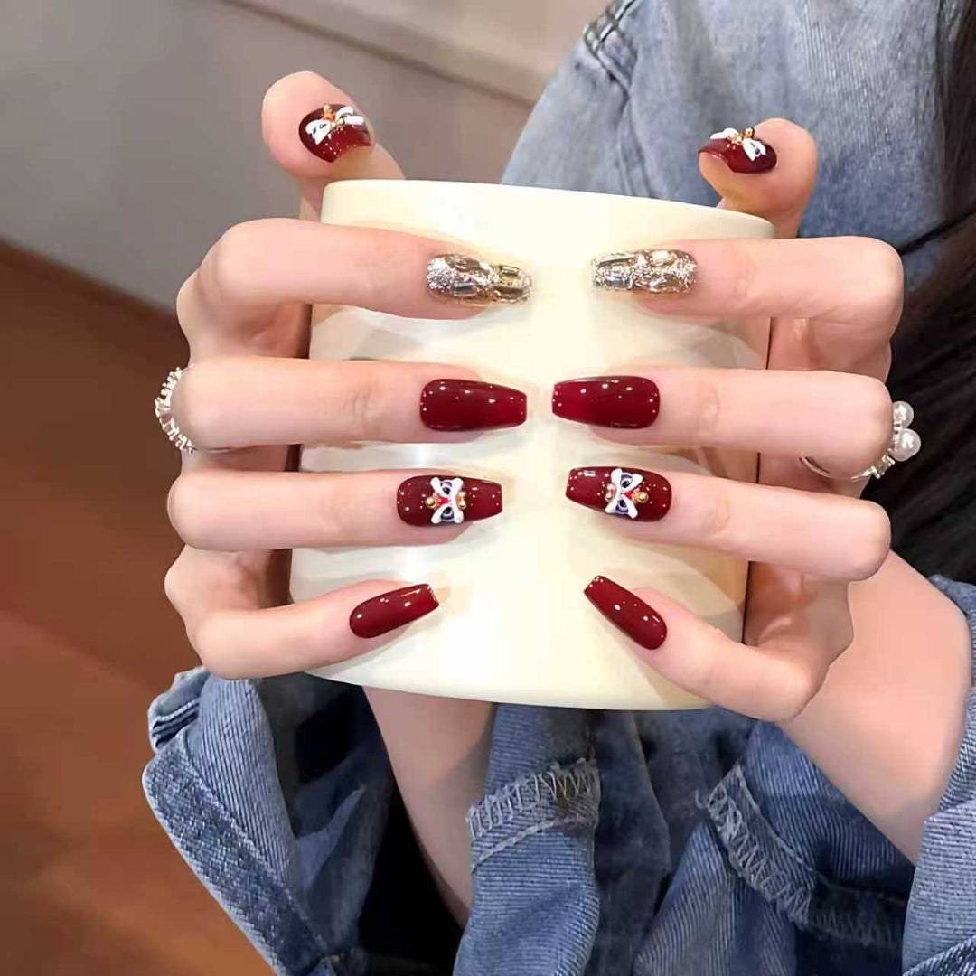 Decoratively Designed Press-On Nail Extensions