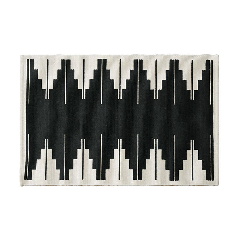 Flat-woven runner rug with diamond pattern and easy-care texture
