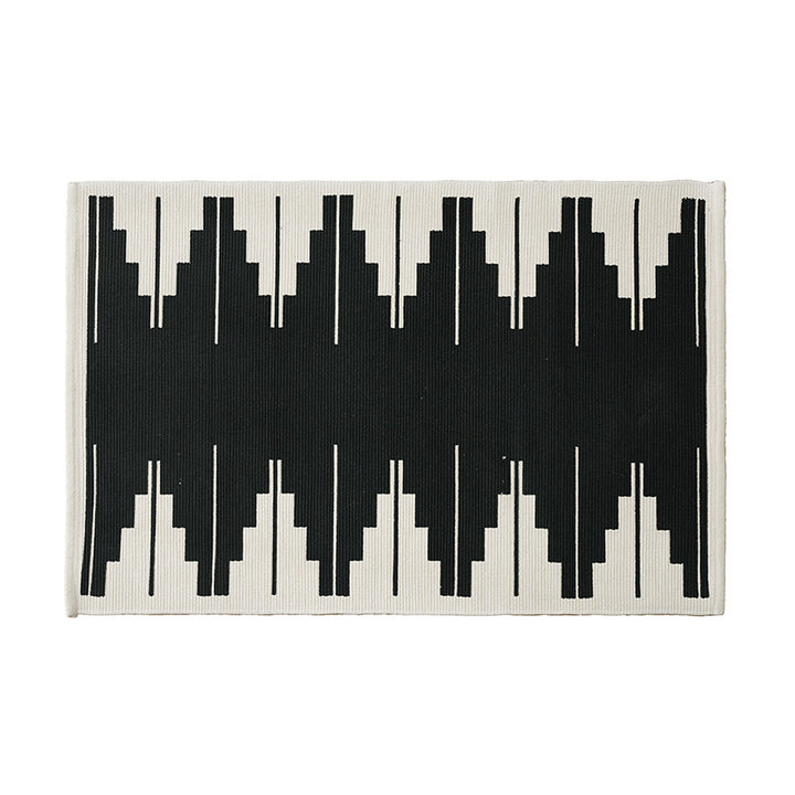 Flat-woven runner rug with diamond pattern and easy-care texture