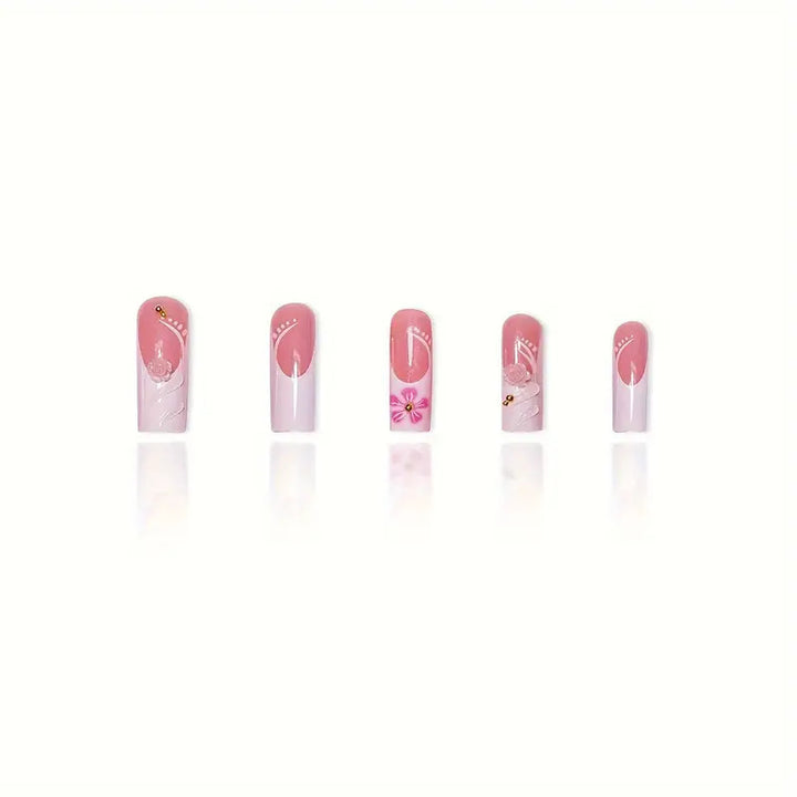 Elegant Floral Acrylic Nail Art Kalsten