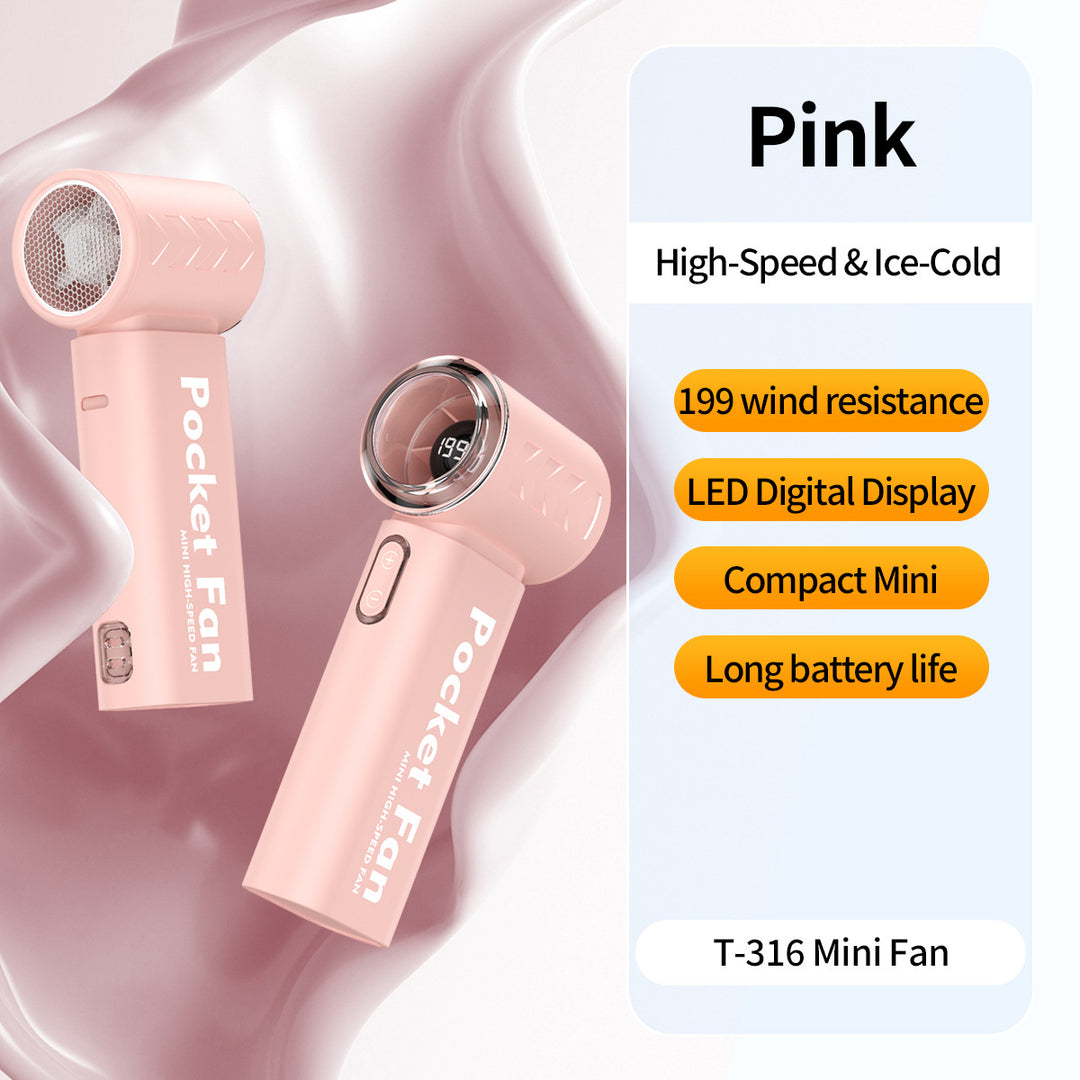 Women's nan compact rechargeable high-speed pocket handheld fan with LED display Kalsten