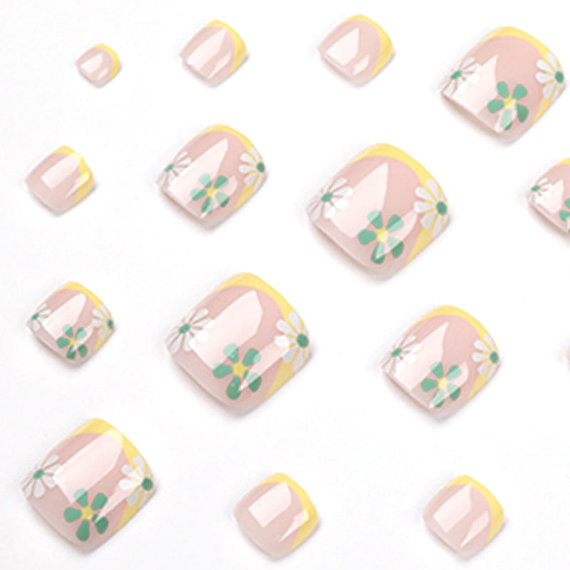 Decorative Floral Press-On Toenails