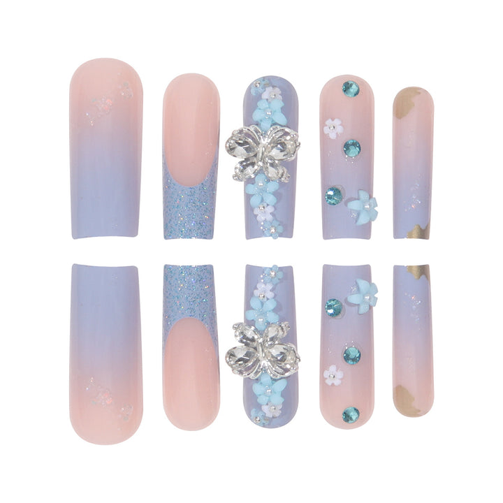 Decorative Floral and Gem-Accented Press-On Nails Kalsten