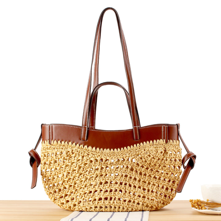 Handbag Made of Braided Natural Material with High-Quality Leather Detail Kalsten