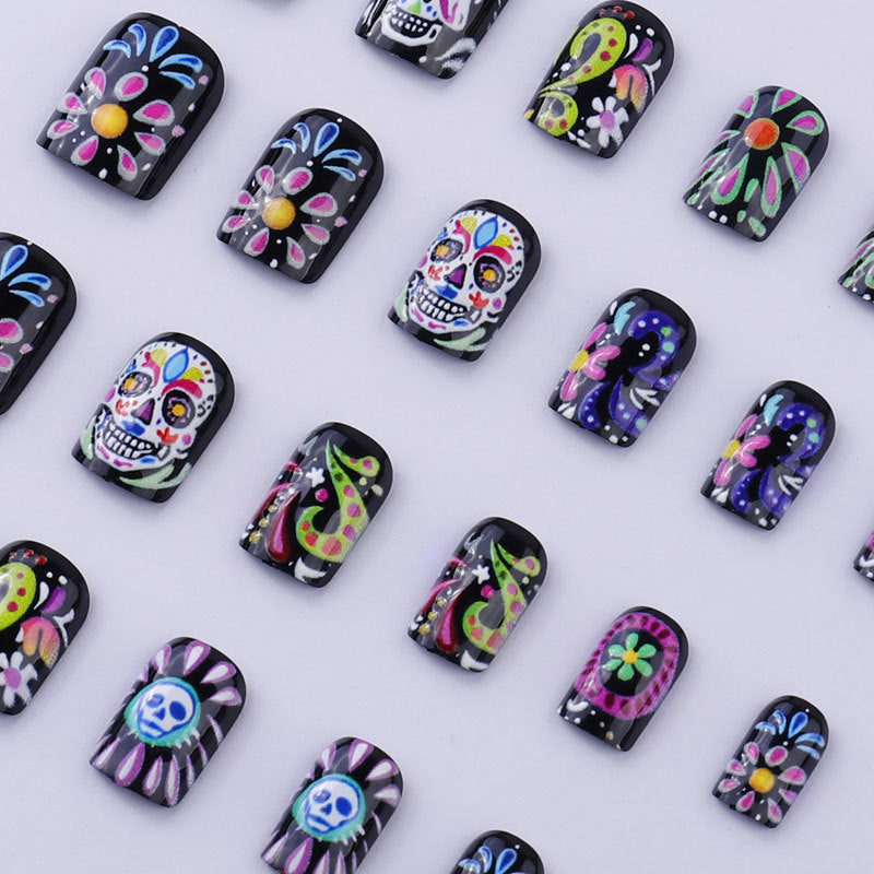 Artistic Sugar Skull Nail Art