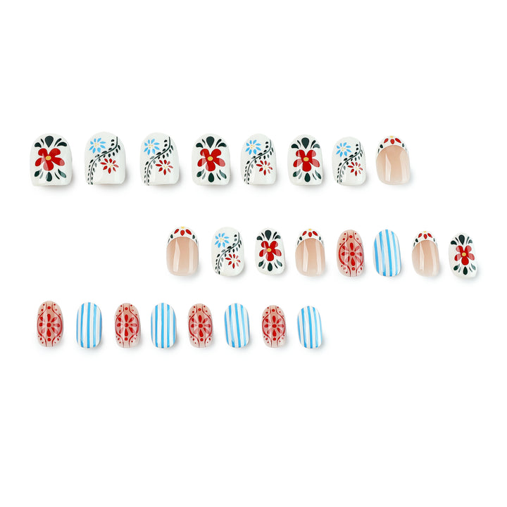 Artful nail art with floral design and colorful patterns Kalsten