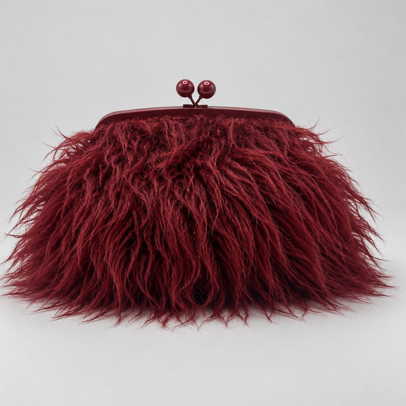 Fur Textured Clutch Bag