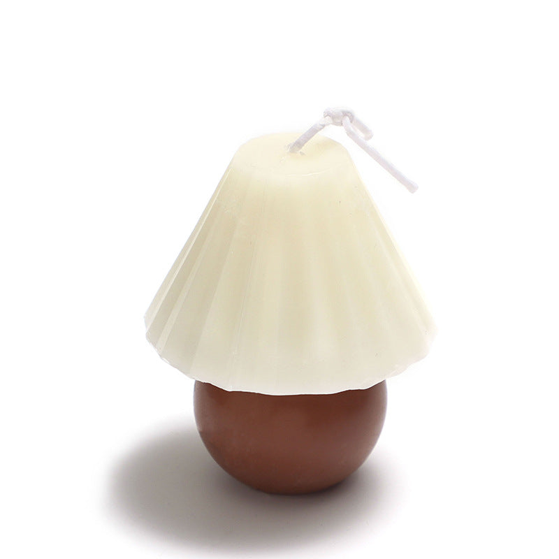 Hand-Poured Mushroom-Shaped Sculptural Soy Candle with Fluted Shade and Rounded Base