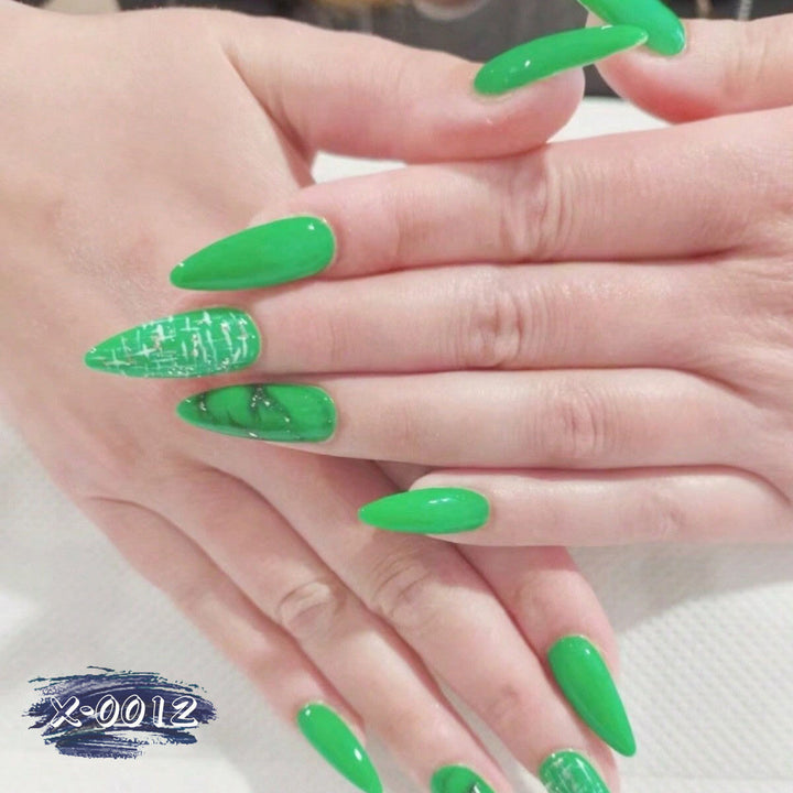Artistic Green Stiletto Nail Art Set