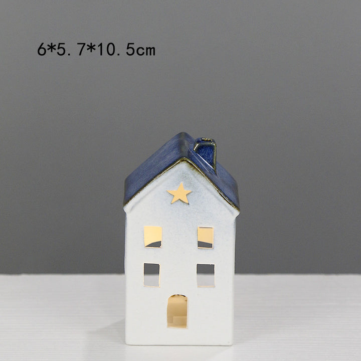 Ceramic House-Shaped Decorative Lantern Kalsten