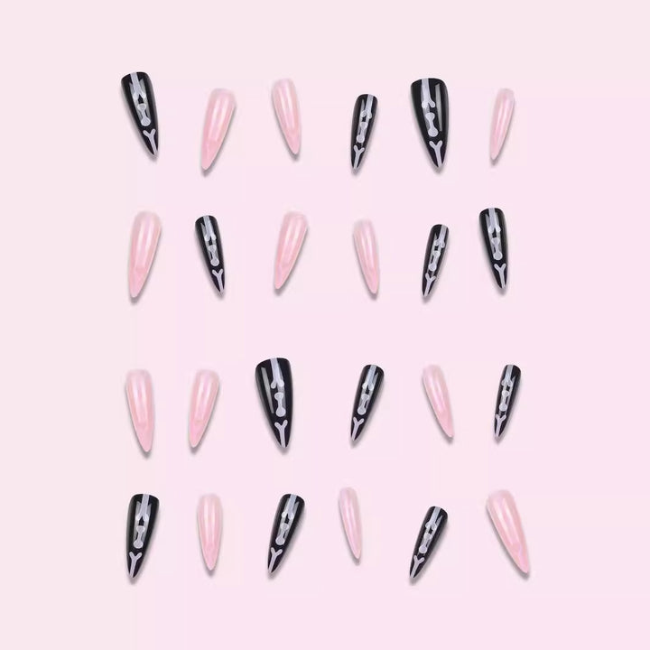 Artistic Stiletto Press-On Nails with Bone Design Kalsten