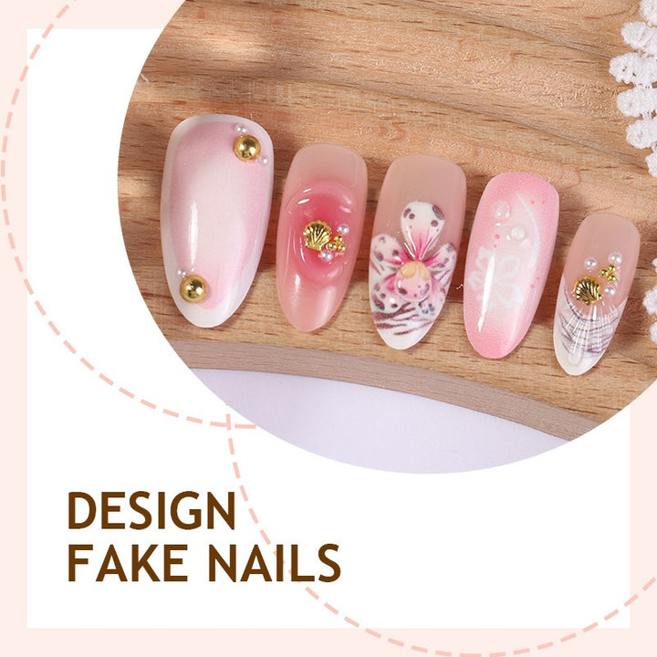 Creative acrylic nail set with elegant flower and glitter accents Kalsten