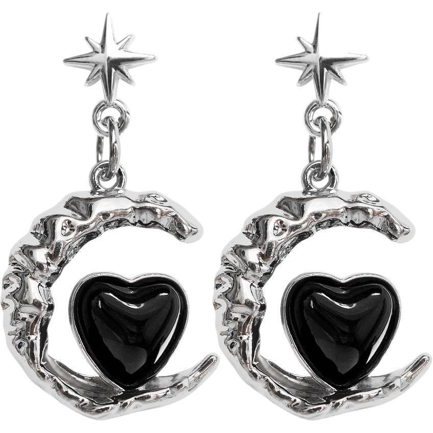 Artistic Moon and Heart Dangle Earrings Kalsten