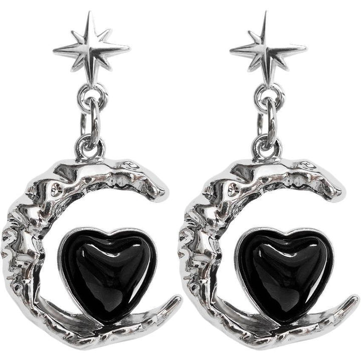 Artistic Moon and Heart Dangle Earrings Kalsten