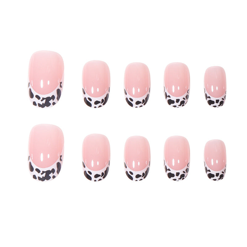Artistic Leopard Print French Tip Press-On Nails Kalsten