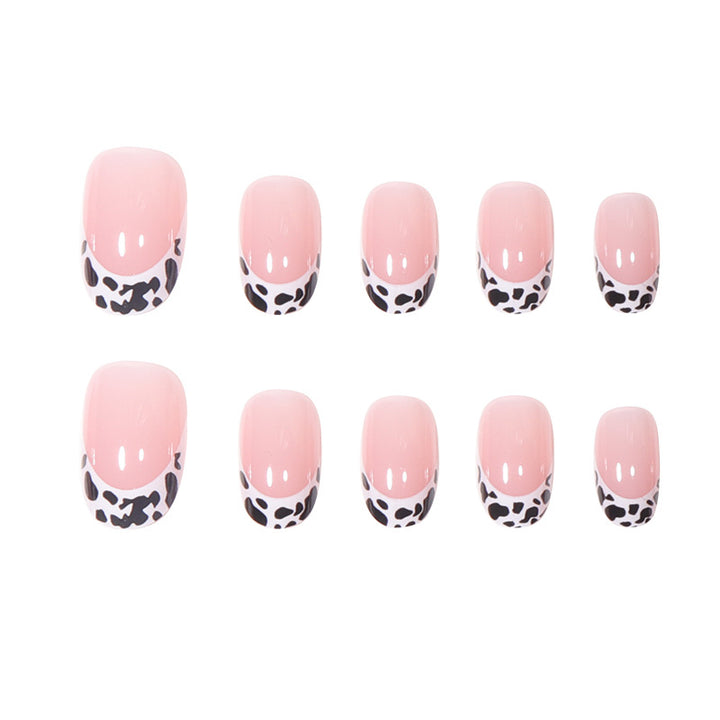 Artistic Leopard Print French Tip Press-On Nails Kalsten