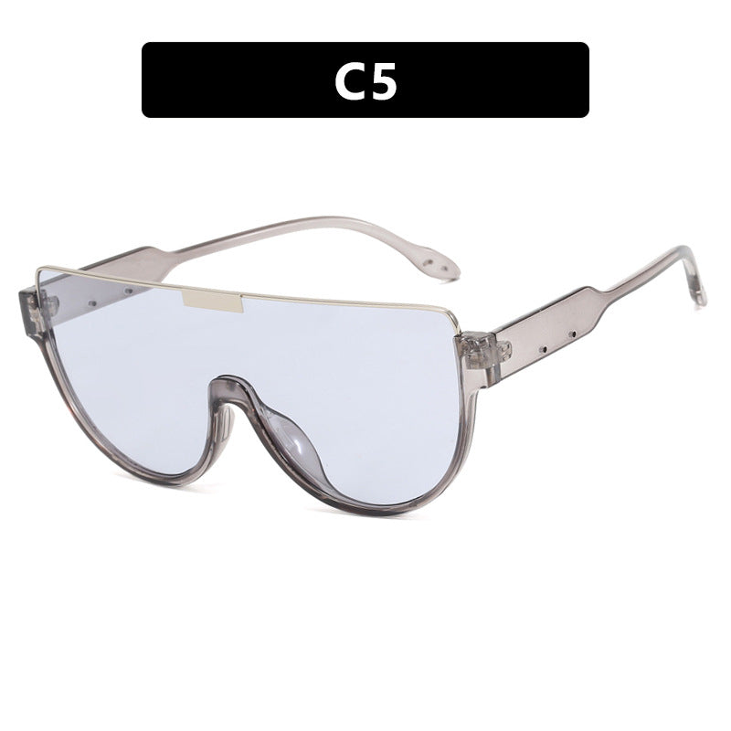 Women futuristic oversized sunglasses with clear full-rim frame Kalsten