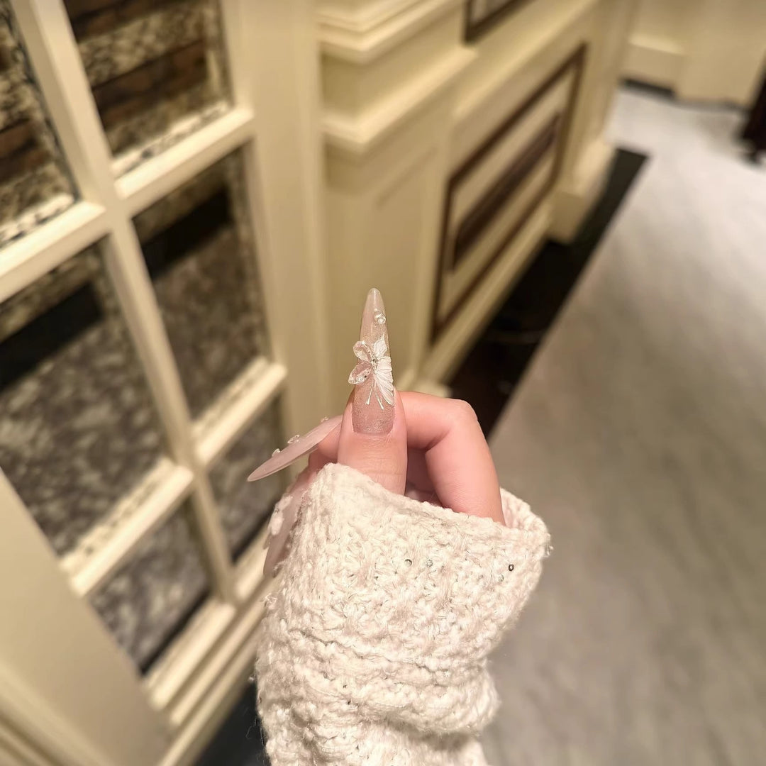 Elegant Floral Stiletto Nail Art Extensions