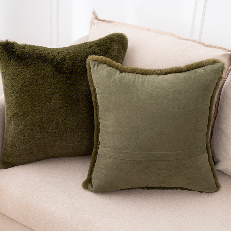 Plush Faux Fur Square and Lumbar Decorative Pillow Set with Soft Microfiber Backing