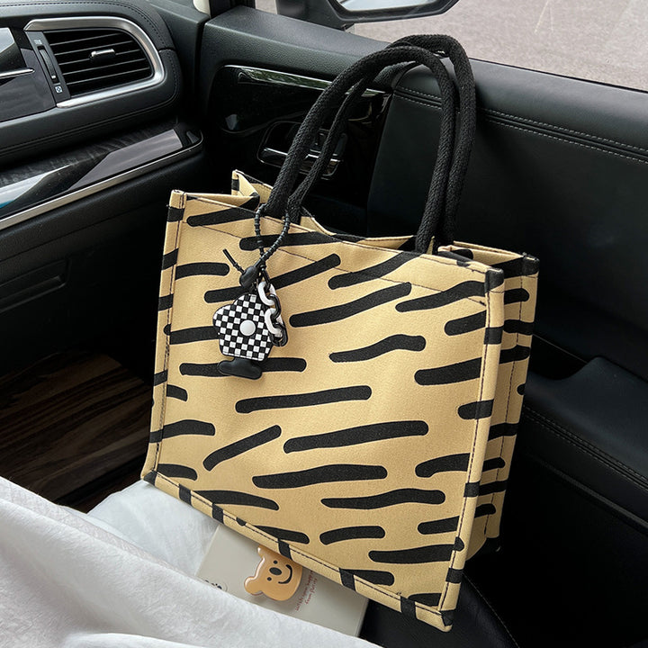 Graphic Print Canvas Tote Bag