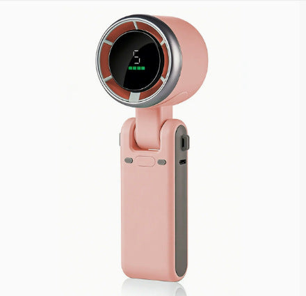 Unisex nan foldable bladeless hand fan with digital battery indicator adjustable tilting head USB-C charging port Kalsten