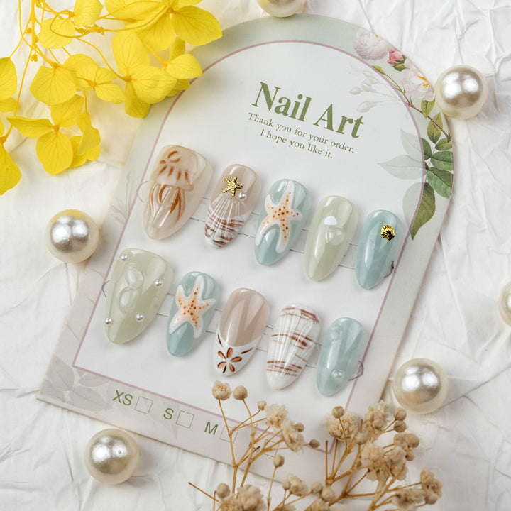 Artistic Ocean-Inspired Nail Art Set