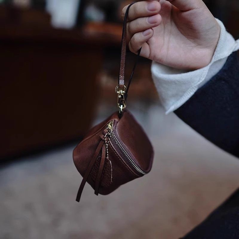 Leather Mini Zippered Coin Pouch