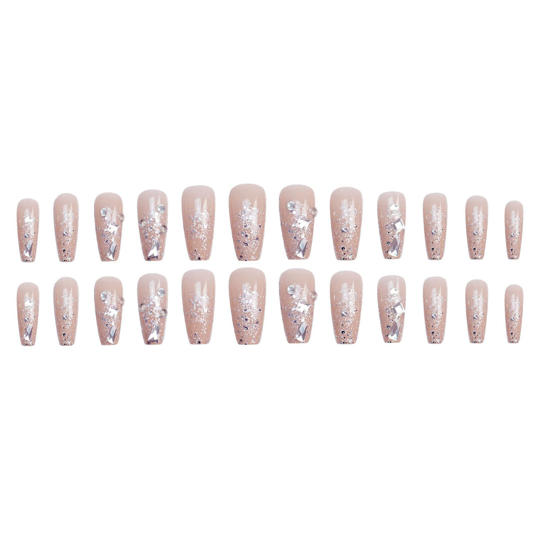 Glittery Rhinestone-Embellished Press-On Nail Set Kalsten