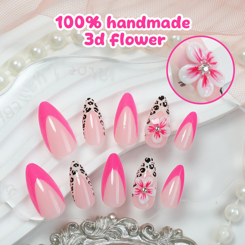 Creative nail art set with floral leopard design Kalsten