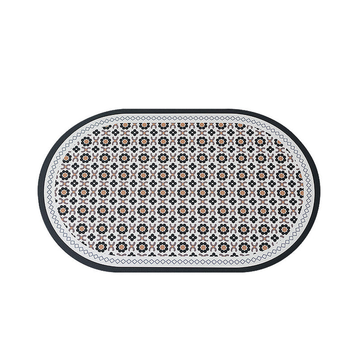 Oval non-slip vinyl mat with fine mosaic print and water-repellent surface Kalsten