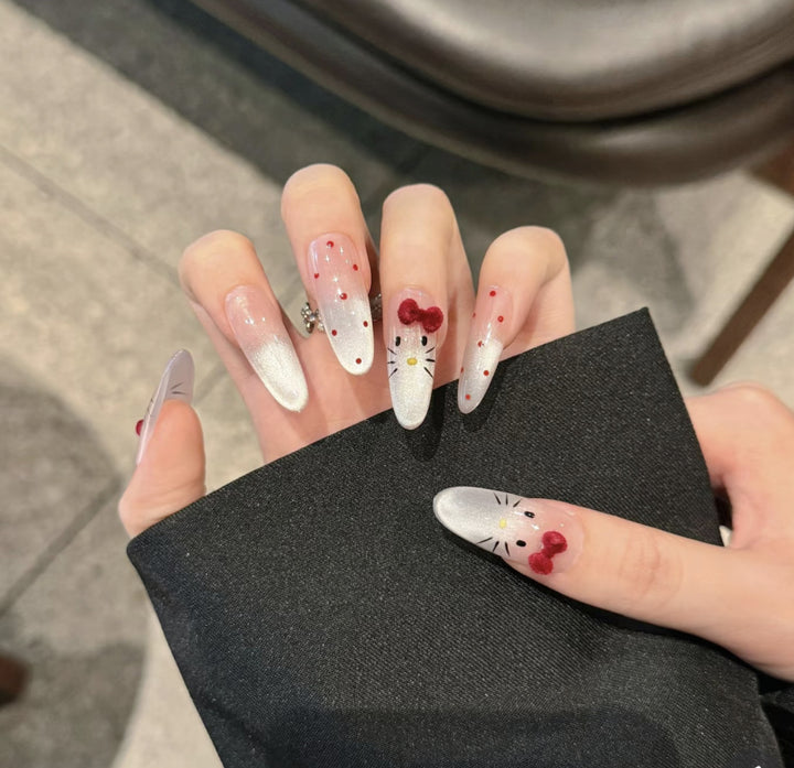 Ombre Stiletto Press-On Nail Art with Gem Accents Kalsten