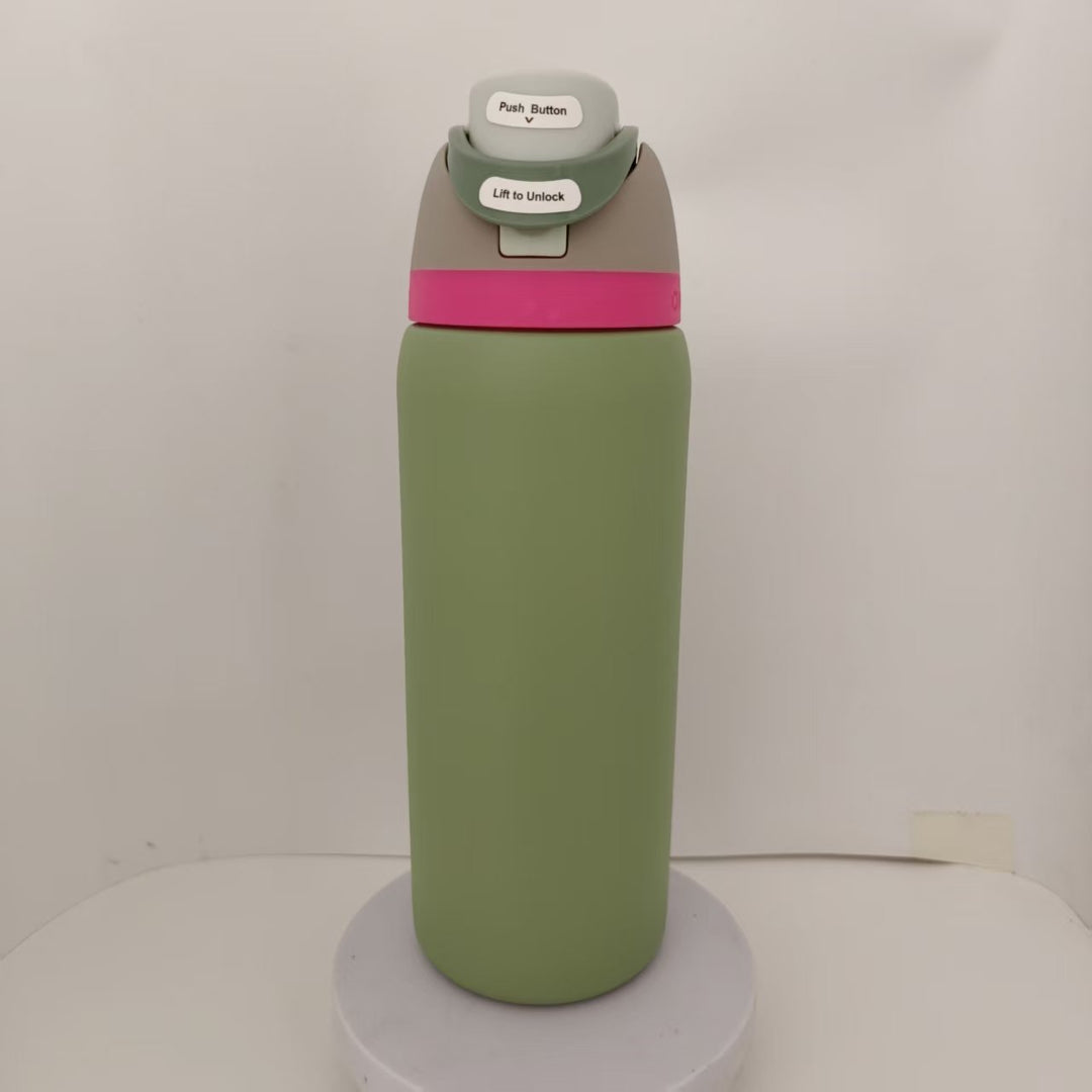Double-Wall Vacuum Insulated Stainless Steel Travel Bottle With Flip Straw Leakproof Lid And Character Print
