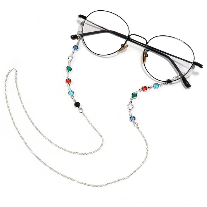 Artistic Crystal-Enhanced Eyewear Chain kalsten