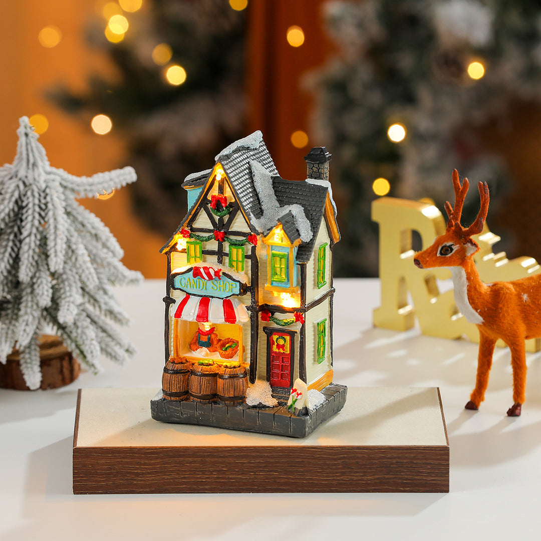 LED Illuminated Christmas Candy Shop Figurine Kalsten